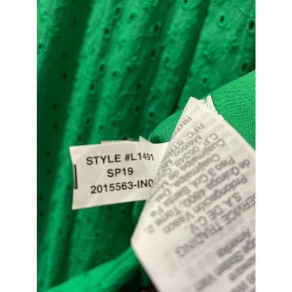 J. CREW MERCANTILE Green Eyelet Tie Front Collared Embroidered Dress Size S - Picture 7 of 7
